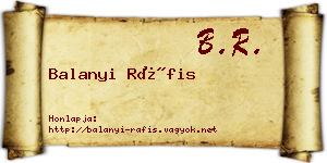 Balanyi Ráfis névjegykártya